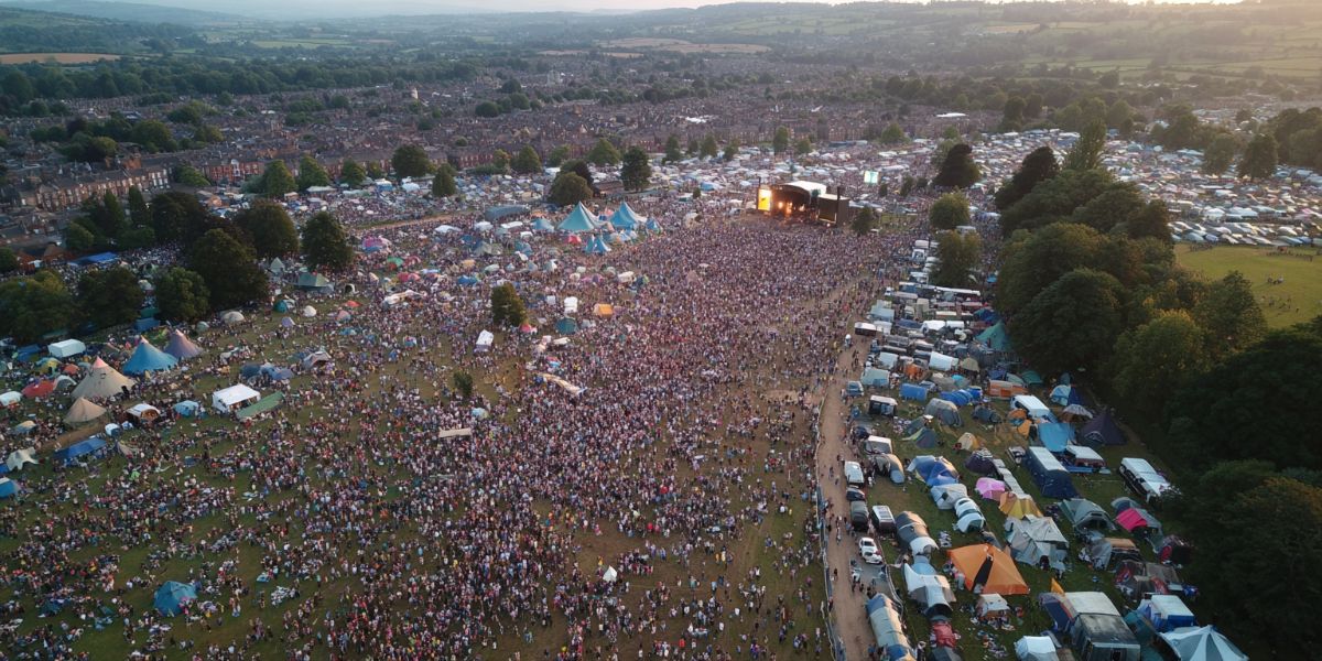 Aerial shot of a music festival