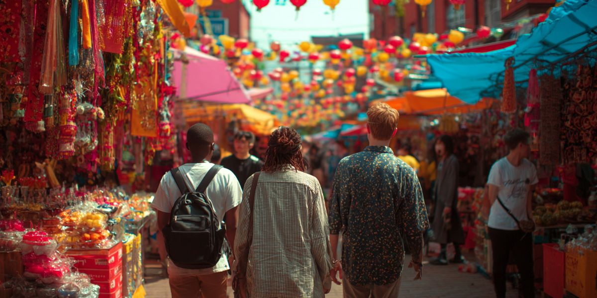 Image of friends at the market