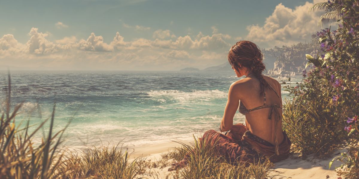 Girl Sitting on a Beach