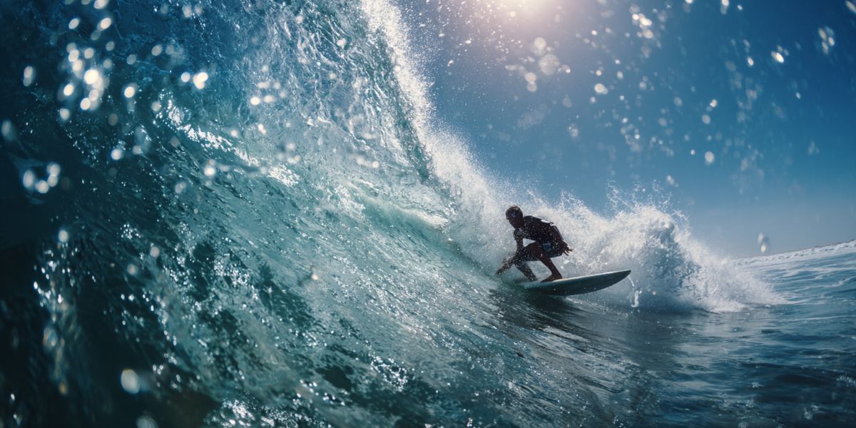 A surder riding the waves