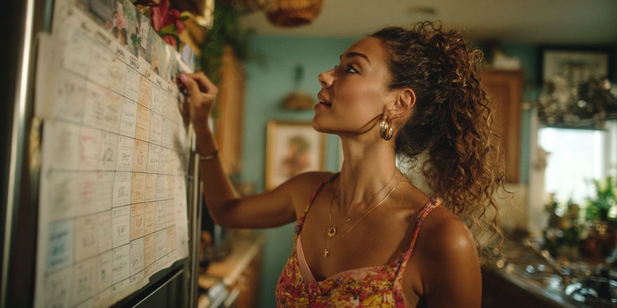 Woman circling date on a calendat