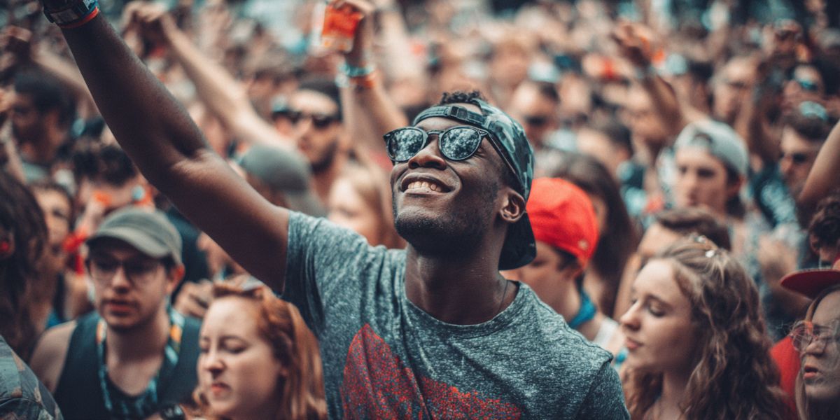 Man enjoying himself at a festival