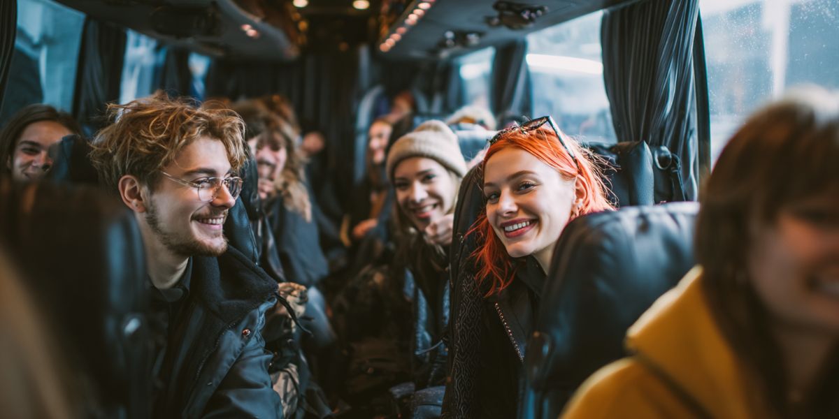 A Group of friends on a bus